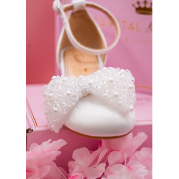 White Sparkly First Holy Communion Shoes with Butterflies