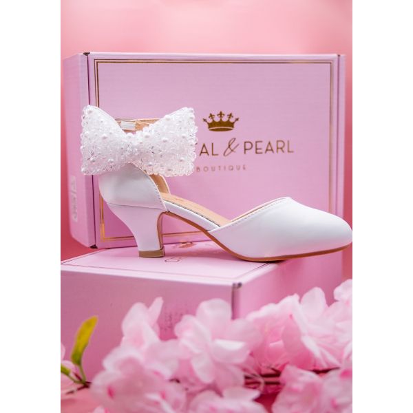 White Sparkly First Holy Communion Shoes with Butterflies