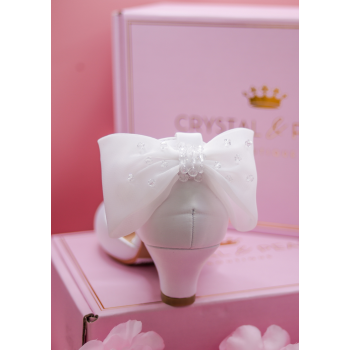 White Sparkly First Holy Communion Shoes with Butterflies