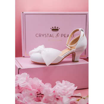 White Sparkly First Holy Communion Shoes with Butterflies