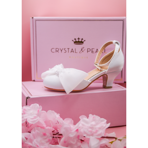 White Sparkly First Holy Communion Shoes with Butterflies