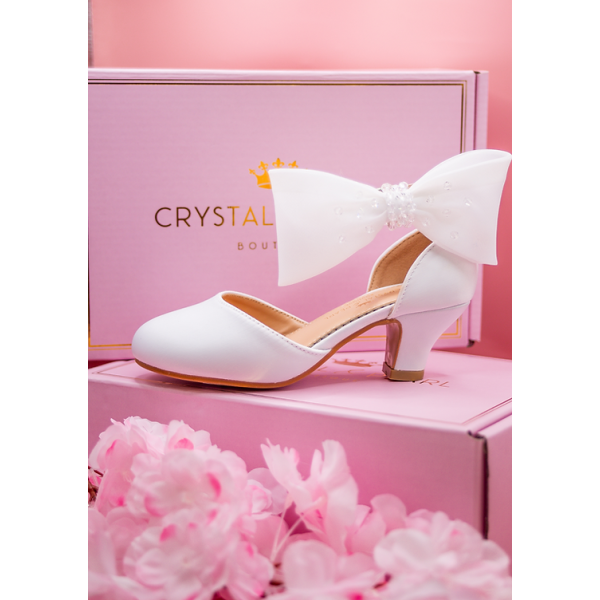 White Sparkly First Holy Communion Shoes with Butterflies