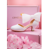 White Sparkly First Holy Communion Shoes with Butterflies