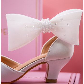 White Sparkly First Holy Communion Shoes with Butterflies