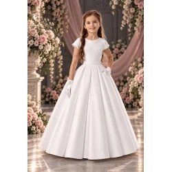 Linzi Jay White Satin First Holy Communion Dress