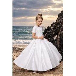PAULA'S COMMUNION WHITE TEA-LENGTH FIRST HOLY COMMUNION DRESS