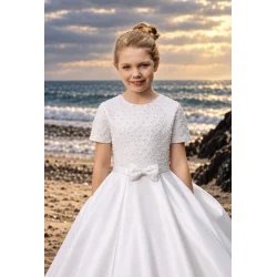 PAULA'S COMMUNION WHITE TEA-LENGTH FIRST HOLY COMMUNION DRESS