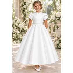 PAULA'S COMMUNION WHITE TEA-LENGTH FIRST HOLY COMMUNION DRESS