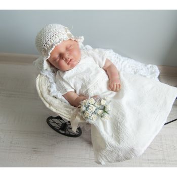 Cotton Christening Dress in Ivory Water Nymph