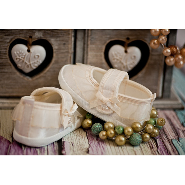 Christening Shoes M/baby Slippers Ivory
