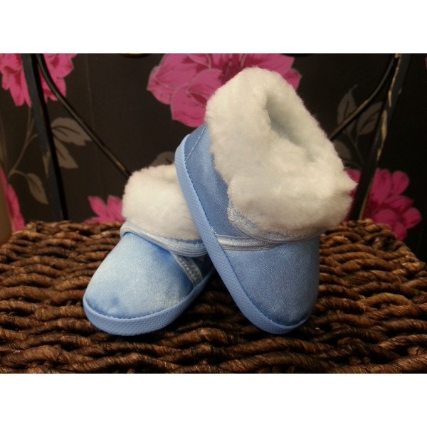 Winter Blue Christening Shoes with Fur M008 Winter Blue Christening Shoes with Fur M008