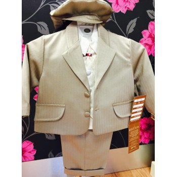 Brown striped 6 piece christening/Wedding suit