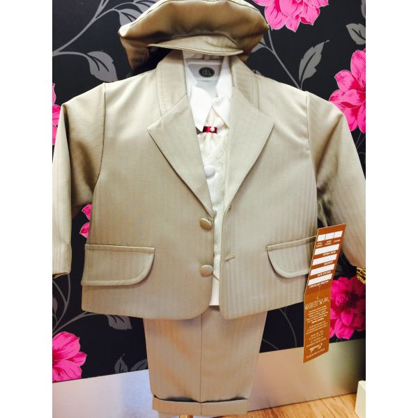 Brown striped 6 piece christening/Wedding suit
