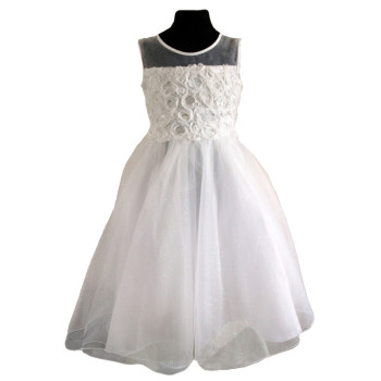 Sevva Ivory Shiny Tulle Flower Girl Dress Style H9408