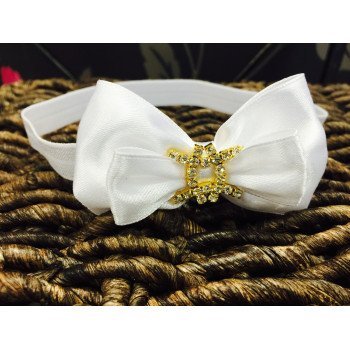 Satin Bow Diamanté Buckle Baby Headband Style 375