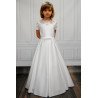 Vintage Style Handmade Satin&Lace Communion Dress with Diamond Brooch Delia