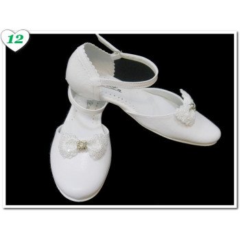 White Leather First Holy Communion Shoes Style 715