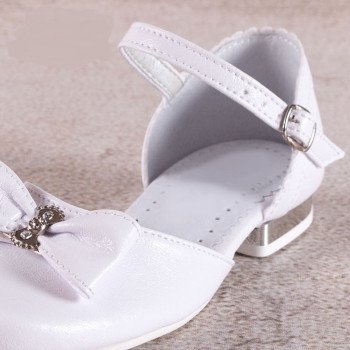 White Leather First Holy Communion Shoes Style 671