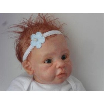 Cute Baby Girls Headband with Blue Polka Dots Flower and Pearl 128