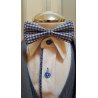 Checkered White/Blue Bow Tie and Handkerchiefs Style MC 00