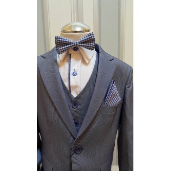 Checkered White/Blue Bow Tie and Handkerchiefs Style MC 00