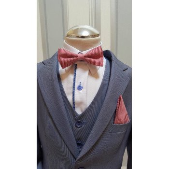 Checkered Red/White Bow Tie and Handkerchiefs Style MC 107