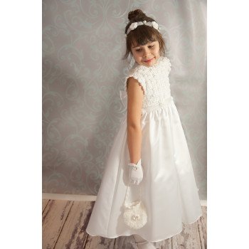 Handmade Communion Crochet Dress Style Satin Flower