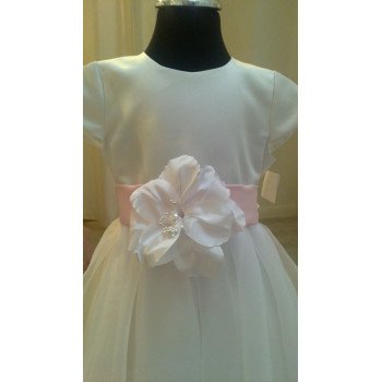 White Satin Flower Girl/Special Occasion Dress style Emi