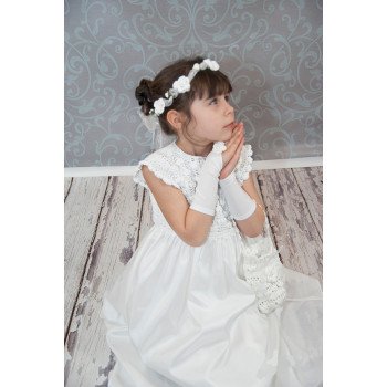 Handmade Communion Crochet Dress Style Satin Flower