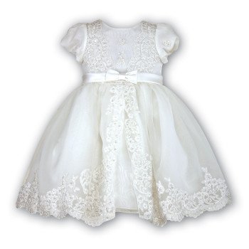Sarah Louise Ivory Bead and Flower Christening/Special Occasion Dress Style 070012B