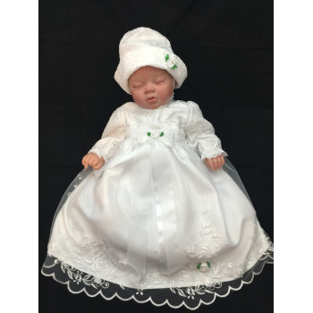 Baby Girls White Christening/Baptism Dress with Bonnet Style PCH-35