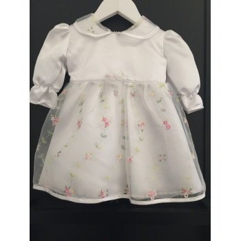 Lovely White Satin Embroidered Christening/Special Occasion Dress style Rosalia