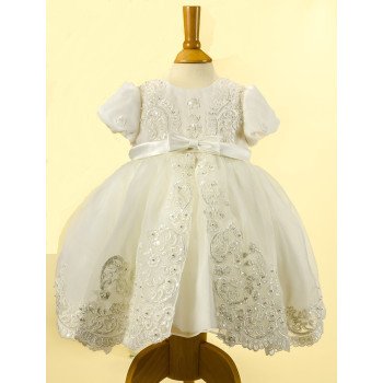 Sarah Louise Ivory Bead and Flower Christening/Special Occasion Dress Style 070012B