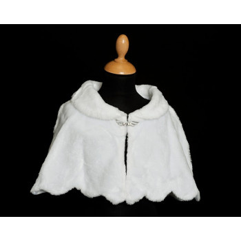 White Faux Fur Communion/Special Occasion Bolero Cape Style 4583