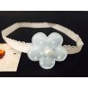 Cute Baby Girls Headband with Blue Polka Dots Flower and Pearl 128