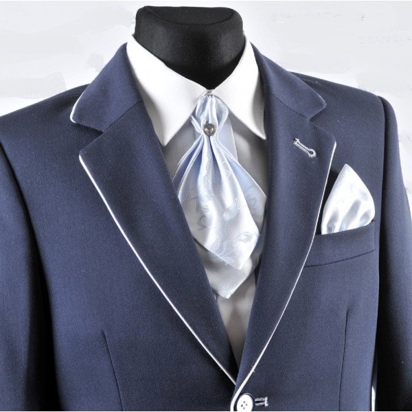 Stylish Blue Cravat with Handkerchiefs c02 Stylish Blue Cravat with Handkerchiefs c02