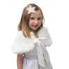 Elegant Ivory Faux Fur Communion/Special Occasion Bolero Cape Style 1799