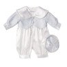 Boys Christening Romper in Blue style Blue Pattern 