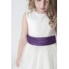 Lovely Ivory Flower Girls /Special Occasion Dress with Purple Sash style V353