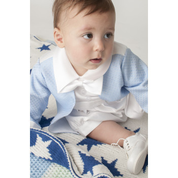 Boys Vivaki Diamond Christening Romper in Blue CR05
