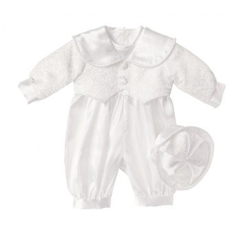 Boys Christening Romper in White BR02