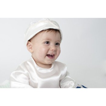 Boys Christening Romper in White BR02