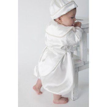 Boys Christening Romper in White BR02