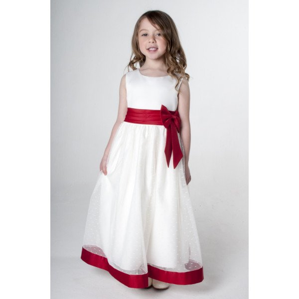 Flower Girls/ Special Occasions Dress in Ivory and Red Color Style V340 Flower Girls/ Special Occasions Dress in Ivory and Red Color Style V340