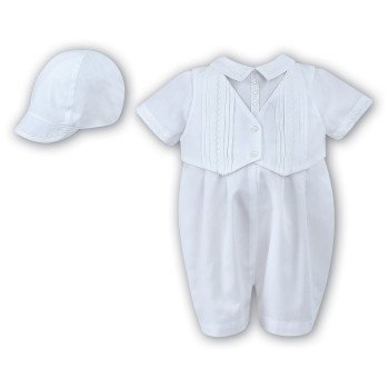Sarah Louise White Boys Christening Romper Style 002210S