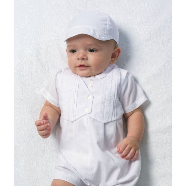 Sarah Louise White Boys Christening Romper Style 002210S Sarah Louise White Boys Christening Romper Style 002210S