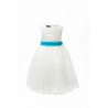 Ivory / Turquoise Flower Girl / Special Occasions Dress Style 354