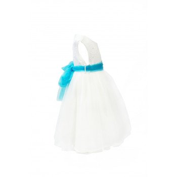 Ivory / Turquoise Flower Girl / Special Occasions Dress Style 354