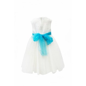 Ivory / Turquoise Flower Girl / Special Occasions Dress Style 354
