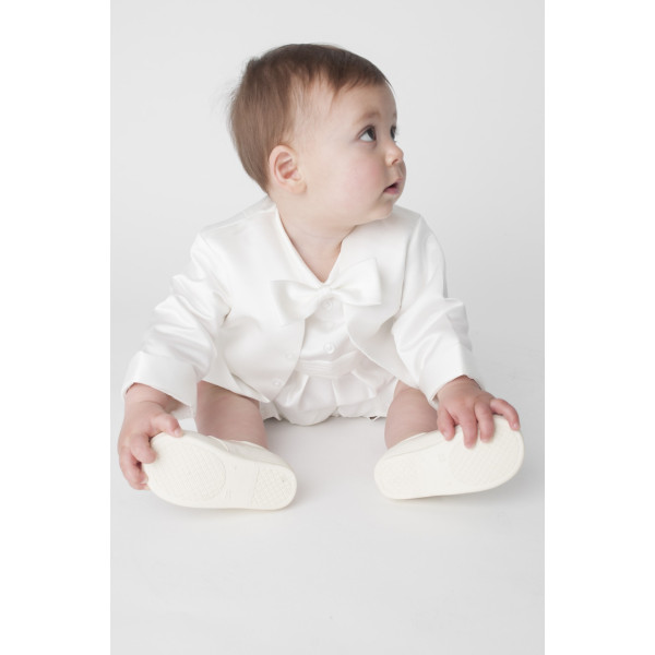 Boys Vivaki Ivory Christening Romper Style CR03